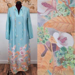 Vtg 70s falling flowers house dress - Handmade